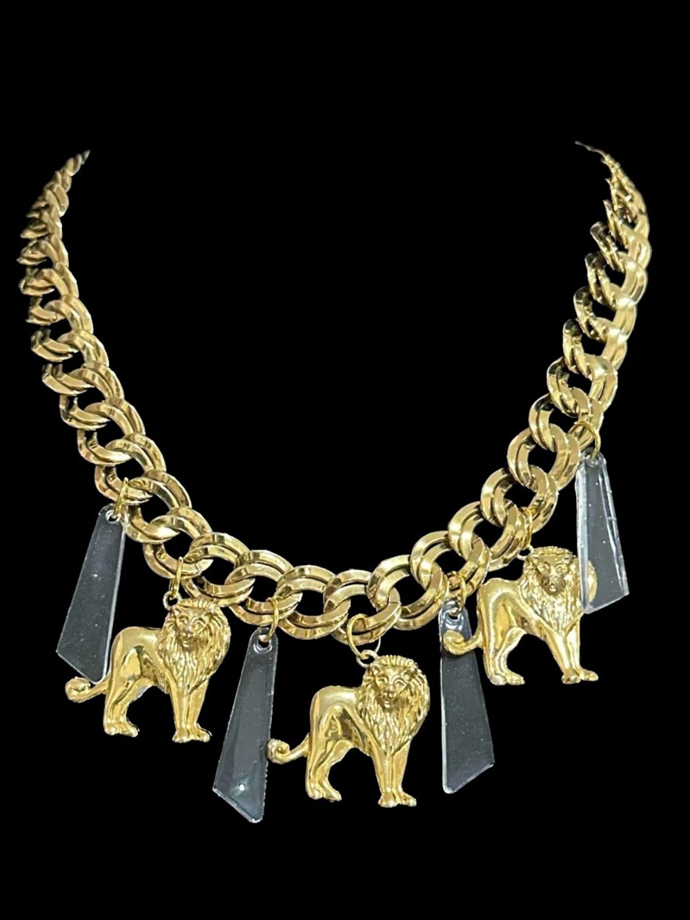 Anne Klein Gold-Tone Chain Necklace with Black Accents